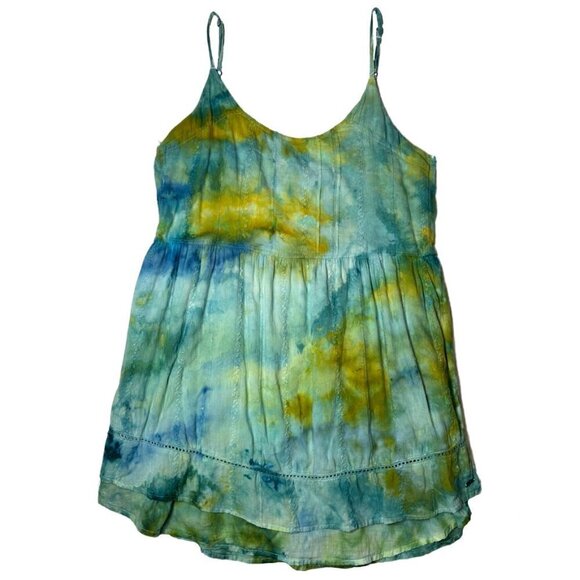 Roxy Hand Dyed Spaghetti Strap Tank Top Multi Color Cotton Size M - Picture 1 of 7